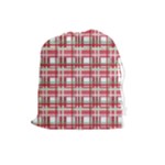 Red plaid pattern Drawstring Pouches (Large) 