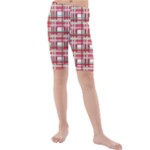 Red plaid pattern Kids  Mid Length Swim Shorts