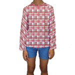 Red plaid pattern Kids  Long Sleeve Swimwear