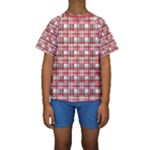 Red plaid pattern Kids  Short Sleeve Swimwear