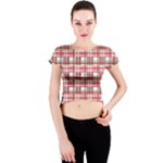 Red plaid pattern Crew Neck Crop Top