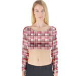 Red plaid pattern Long Sleeve Crop Top