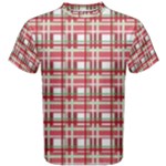 Red plaid pattern Men s Cotton Tee