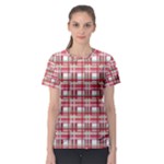 Red plaid pattern Women s Sport Mesh Tee