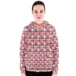 Red plaid pattern Women s Zipper Hoodie