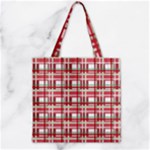 Red plaid pattern Zipper Grocery Tote Bag