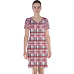 Red plaid pattern Short Sleeve Nightdress