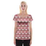 Red plaid pattern Women s Cap Sleeve Top