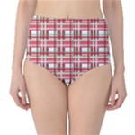 Red plaid pattern High-Waist Bikini Bottoms