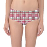 Red plaid pattern Mid-Waist Bikini Bottoms