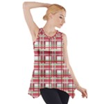 Red plaid pattern Side Drop Tank Tunic