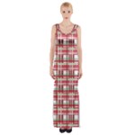 Red plaid pattern Maxi Thigh Split Dress