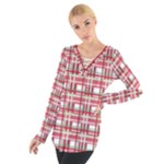 Red plaid pattern Women s Tie Up Tee