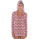 Red plaid pattern Women s Long Sleeve Hooded T-shirt