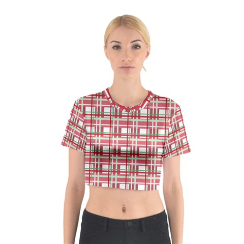 Red plaid pattern Cotton Crop Top from ArtsNow.com