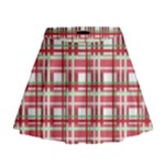 Red plaid pattern Mini Flare Skirt