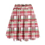 Red plaid pattern High Waist Skirt