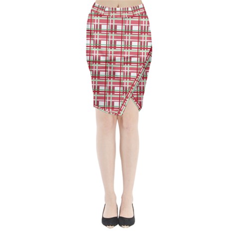Red plaid pattern Midi Wrap Pencil Skirt from ArtsNow.com