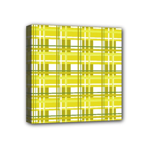 Yellow plaid pattern Mini Canvas 4  x 4  from ArtsNow.com