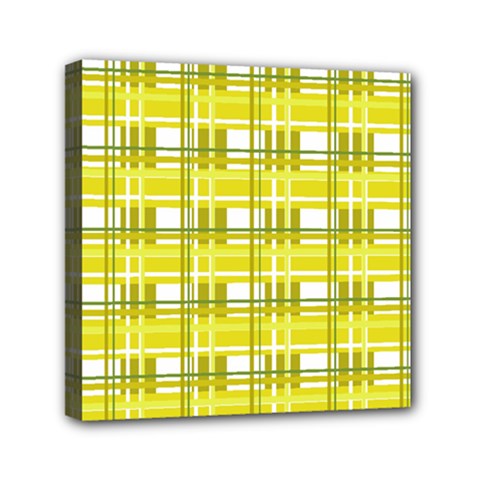 Yellow plaid pattern Mini Canvas 6  x 6  from ArtsNow.com
