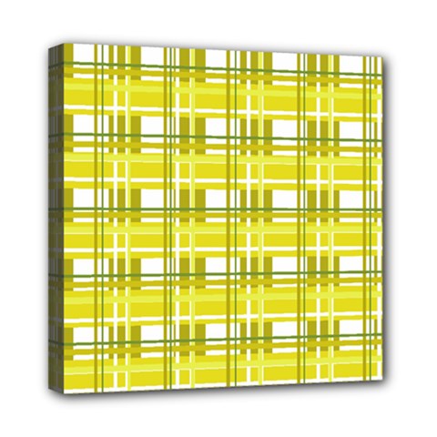 Yellow plaid pattern Mini Canvas 8  x 8  from ArtsNow.com