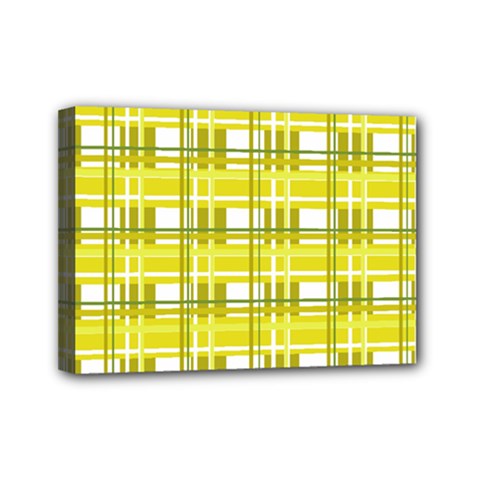 Yellow plaid pattern Mini Canvas 7  x 5  from ArtsNow.com