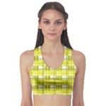 Yellow plaid pattern Sports Bra