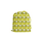 Yellow plaid pattern Drawstring Pouches (Small) 