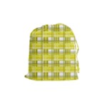 Yellow plaid pattern Drawstring Pouches (Medium) 