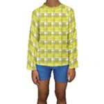 Yellow plaid pattern Kids  Long Sleeve Swimwear