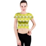 Yellow plaid pattern Crew Neck Crop Top