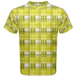 Yellow plaid pattern Men s Cotton Tee