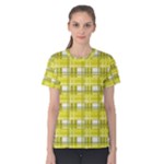 Yellow plaid pattern Women s Cotton Tee