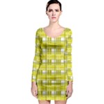 Yellow plaid pattern Long Sleeve Bodycon Dress