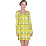 Yellow plaid pattern Long Sleeve Nightdress