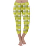 Yellow plaid pattern Capri Winter Leggings 