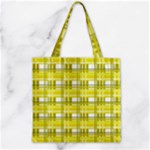 Yellow plaid pattern Zipper Grocery Tote Bag