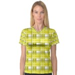 Yellow plaid pattern Women s V-Neck Sport Mesh Tee