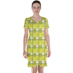 Yellow plaid pattern Short Sleeve Nightdress