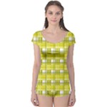 Yellow plaid pattern Boyleg Leotard 