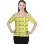 Yellow plaid pattern Women s Cutout Shoulder Tee