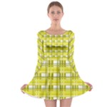 Yellow plaid pattern Long Sleeve Skater Dress