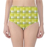 Yellow plaid pattern High-Waist Bikini Bottoms