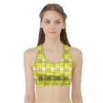 Yellow plaid pattern Sports Bra with Border