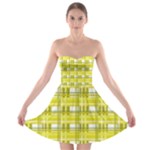 Yellow plaid pattern Strapless Bra Top Dress