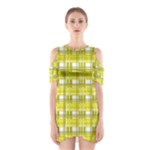 Yellow plaid pattern Cutout Shoulder Dress