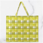 Yellow plaid pattern Zipper Large Tote Bag