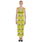 Yellow plaid pattern Fitted Maxi Dress