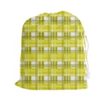 Yellow plaid pattern Drawstring Pouches (XXL)