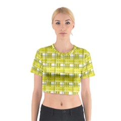 Yellow plaid pattern Cotton Crop Top from ArtsNow.com